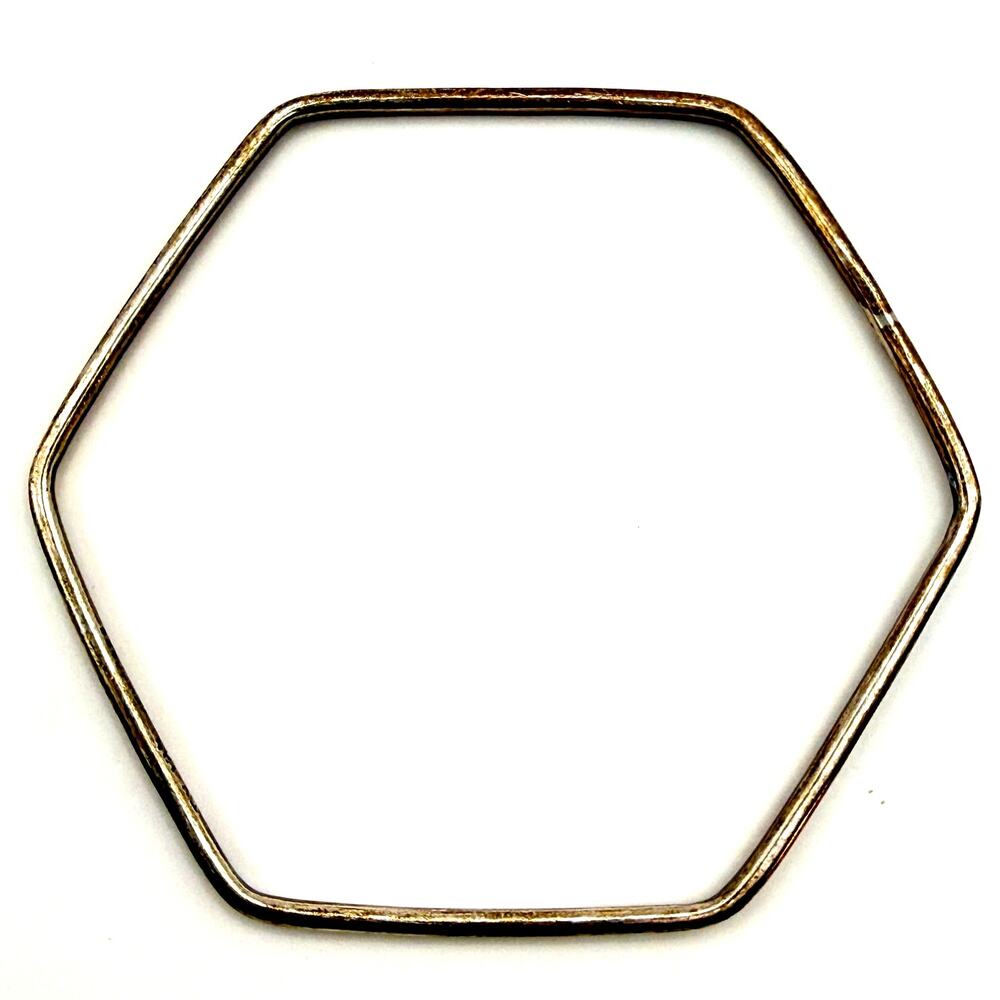 Vintage 925 Sterling Silver Signed TV-124 Mexico Taxco Octogonal Bangle Bracelet